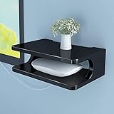 Hanghaijia. Wandmontierter Floating Shelf-TV-Kabinett-Shelf-TV-Konsolen-Router-Regal-DVD-Set-Top-Box Telefonlager-Rack-Hängende Box, Multimedia-Speicherregal (Color : Black)