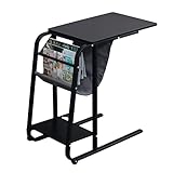 YUDIZWS Mobiler Schreibtisch Tragbarer Sofatisch Auf Rollen Laptoptisch In C-Form Beistelltisch Mit Pc Tisch Computertisch Regal Frühstücktisch (Color : Black)