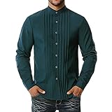 Hemd Herren Langarm Einfarbig Falten Hemd Herren Atmungsaktiv Dünn Und Leicht Lassig Hemd Herren Mode Henry Kragen Base Shirt Herren Komfortabel Schnelltrocknend Shirt H