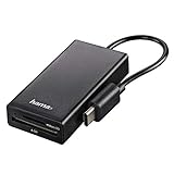 Hama USB-C Kartenleser (SD-/microSD-Karten, Hub mit USB-A-Port, OTG-fähig, USB Type-C für Smartphone/Tablet/PC/MacBook, externes Multi-Kartenlesegerät mit High-Speed-Datentransfer) schw