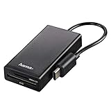 Hama USB-C Kartenleser (SD-/microSD-Karten, Hub mit USB-A-Port, OTG-fähig, USB Type-C für Smartphone/Tablet/PC/MacBook, externes Multi-Kartenlesegerät mit High-Speed-Datentransfer) schw