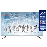coocaa 55S6G 55 Zoll Smart 4K UHD LED Fernseher (139 cm) mit Android TV (Rahmenloses Design, Triple Tuner, Android 10.0, Netflix, YouTube, Prime Video, HDMI, CI-Slot, USB, Digital Audio), schw