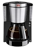 Melitta Look DeLuxe 1011-06, Filterkaffeemaschine mit Glaskanne, AromaSelector, Schw