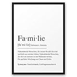 FAMILIE II Definition lustig ABOUKI Kunstdruck Poster Bild Geschenk-Idee Frauen Männer Eltern Mutter Vater Muttertag Vatertag Geburtstag Weihnachten - ungerahmt DIN A4