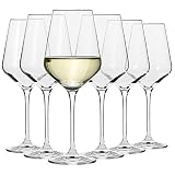Krosno Große Weiß-Weingläser | Set von 6 | 390 ML | Avant-Garde Kollektion | Perfekt für zu Hause, Restaurants und Partys | Spülmaschinenfest und Mikrowellengeeig