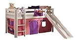 Vipack PICOHSGB1474 Spielbett Pino mit Rutsche und Textilset Bella, Maße 210 x 114 x 218 cm, Liegefläche 90 x 200 cm, Kiefer massiv weiß lack