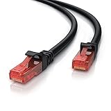 10m Netzwerkkabel RJ45 - Ethernet Gigabit LAN Kabel - 10 100 1000Mbit s - Patchkabel - kompatibel zu Cat 5 Cat 6 Cat 7 Cat 8 - Switch Router Modem Patchpannel Access Point Patchfelder - schw