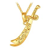 U7 Cool Imam Ali Schwert Anhänger Halskette 18k vergoldet Islam Aleviten Zülfikar Muslim Schmuck Gold-T