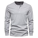 Herbst Und Winter Casual Fashion Herren Rundhals Einfarbig Langarm Hemd Knopf Halboffener Kragen Baumwolle T-Shirt Pullover Schlankes Sport Bottoming Shirt FüR MäN