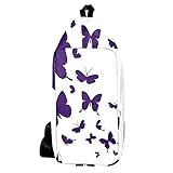 EZIOLY Weißer Schulter-Rucksack mit Schmetterlings-Motiv, für Reisen, Wandern, Tagesrucksack für Damen und H