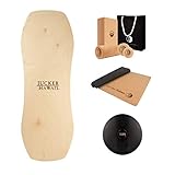 JUCKER HAWAII Home Fitness Set Iwi - Balanceboard mit Korkrolle, Balancekissen, Yogamatte, Yogablock und Faszien-Massage Bällen aus Kork - Find Your B