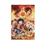 Portgas D Ace und Luffy Poster zum Aufhängen auf Leinwand, Wandkunst, Wandkunst, dekoratives Gemälde für Zuhause, Schlafzimmer, Dekoration, Geschenk, 30 x 45