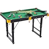 AIMIMO Pooltisch Tischspiel Table Game Farbvarianten Dekorvarianten 4 FT Kugeln Schadstoffgeprüft Wählbar Unterschiedlichen Tuchfarben Faltbare Gesellschaftsspiel Zuhause Schwarz Grü