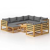 Tidyard 10-TLG. Garten Lounge Set Gartengarnitur Sitzgruppe Garten Garnitur Lounge Sofa Gartenmöbel Sitzgarnitur Gartenset mit Kissen Lounge Set für Garten Terrasse und Balkon Massivholz Ak