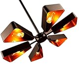 Retro Runde Deckenleuchte Vintage Industrial Stil Deckenlampe Antik LED Klassisch Loft Kronleuchte Eisen Design Einzigartige Pendelleuchte für Wohnzimmer Esszimmer Bar Cafe 5-Flammig E27 Matt Schw