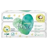 Pampers Coconut Pure Feuchttücher 3 Packungen à 42 Feuchttücher = 126 Feuchttücher mit Kokosnussöl für eine sanfte Reinigung und angenehmen S