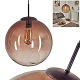 Hängeleuchte Degevos, 1-flammige Deckenlampe aus Metall/Glas in Kupferfarben/Braun/Rauchglas, Vintage Pendelleuchte mit Glaskugel Ø 25 cm, 1 x E27 max. 40 Watt, LED Leuchtmittel geeig
