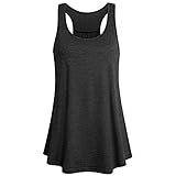 Lulupi Damen Tank Top Locker Long Shirt Rundhals Ärmellos Einfarbige Bluse Frauen Casual Sport Luftig Longtop Oberteil Basic Unterhemd Top