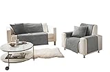 Ibena Fano Sesselschoner 050x200 cm – Sesselschutz grau hellgrau, toller Sessel Schoner aus hochwertiger Baumwollmischung, kuschelweich und pfleg
