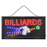 LED Schild Leuchtreklame BILLIARDS Billard Werbeschild für Bars Kneipen Cafe Leucht-Reklame Billardzimmer Deko Leucht-Werb