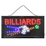 LED Schild Leuchtreklame BILLIARDS Billard Werbeschild für Bars Kneipen Cafe Leucht-Reklame Billardzimmer Deko Leucht-Werb