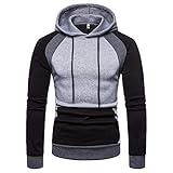 FHKGCD Hoodie Herren Kapuzenpullover Unisexcolorblock-Nähte Pullover Herren Dicke Kapuzen-Langarm-Jacke,Hellgrau,2XL