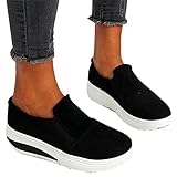 Chrty Damen Slip-On Plattform Loafers Sneakers Anti-Rutsch Schuhe Casual Runde Zehen Plattform Walking S