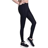 Dreamskull Leggings Jeggings Treggings Bleistifthose Stretchhose Damen Mädchen Hose Lang High Waist Skinny Slim Fit Schwarz Yoga Joggingshose Stretch Workout Fitness Schwarz S