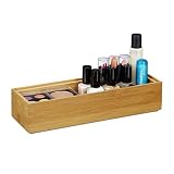 Relaxdays Ordnungsbox Bambus, stapelbar, natürliche Optik, Aufbewahrungsbox Küche, Bad, HxBxT: 5 x 23 x 7,5 cm,