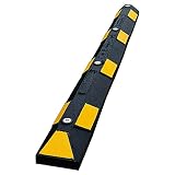 UvV® Parkstopper UVP16101 Anfahrschutz Radstopp 1800 mm schwarz, gelbe Reflektoren - Extra breite Einzel Gummi Einparkhilfe Garage / Carport. Parkplatzbegrenzer 100% Recycling Gummi Parkbuchtabgrenzung inkl. 4 Abdeckkappen von UvV