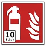 KAVARO 10 Stück Aufkleber Feuerlöscher nach ASR 1.3 Brandschutzzeichen Sicherheitszeichen [10cm]
