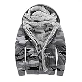 NHNKB Winterjacke Herren Winter Fleece Kapuzenjacke Pullover Reißverschluss Mann Jacke Windproof Thick Warm Active Coat Full Zip Hoodie Sweatjacke mit Kap