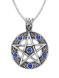 PJ JEWELRY Edelstahl-Weinlese-keltischer gotischer Stern Pentagram Pentacle-heidnische Wiccan Hexe-Halskette, Dichtung von Solomon-Anh?ng