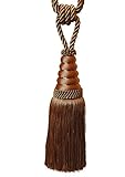 Mosel Avenue Art & Gobelin Studio Raffhalter Quaste 20 cm mit Kordel 60 cm Farbe Hellbraun & Messing Gardinenhalter Quaste Raffhalter Halter für Gardinen Jug