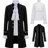 BYYDYSRFLO Herren Gothic Steampunk Jacke Smoking Viktorianisches mittelalterliches königliches Abendfest Geeignet für Cosplay Halloween Party Maskerade Black-2-XXL