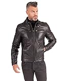 D'Arienzo Lederjacke Herren Italienisch Biker Leder Lammleder Jacke Motorrad Echtleder Made in Italy MAX schwarz/56