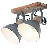 Deckenleuchte 2er Spot Steinhauer 7969GR Wandlampe Vintage E27 Rustikal Holz Metall S