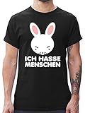 Anime Merch Manga Deko - Ich Hasse Menschen - weiß - L - Schwarz - Tshirt ich Hasse Menschen Herren - L190 - Tshirt Herren und Männer T-S