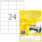 TopStick 8705 Adressaufkleber DIN A4 (70 x 36 mm, 100 Blatt, Papier, matt) selbstklebend, bedruckbar, permanent haftend Universal Etiketten, 2.400 Klebeetiketten, weiß