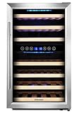 Kalamera Weinkühlschrank 2 zonen, 120 Liter, 45 Flaschen (bis zu 310 mm Höhe), zwei Temperaturzonen 5-10°C/10-18°C,LED-Display, Edelstahl Glastür,KRC-45BSS