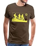 Spreadshirt Mountainbiker Silhouetten MTB Fahrrad Männer Premium T-Shirt, L, Edelb