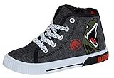 Jurassic World Leinenschuhe Hi Top Sneaker Dinosaurier Stiefeletten Reißverschluss Pumps Sneakers, - grau - Größe: 32 EU
