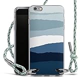 DeinDesign Carry Case kompatibel mit Apple iPhone 6s Plus Hülle mit Band Handykette zum Umhängen hellgrün Blau Abstrakt M