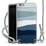 DeinDesign Carry Case kompatibel mit Apple iPhone 6s Plus Hülle mit Band Handykette zum Umhängen hellgrün Blau Abstrakt M