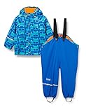 Caretec Kinder Regenhose und Regenjacke gefüttert im Set, Blau (Sea Blue 706), 92