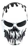 CS Schutzmaske Halloween Airsoft Paintball Full Face Skull Skeleton Maske (Schwarz/Weiß)