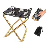 Faltbarer Campinghocker, Mini-Outdoor-Klapphocker, leichter Campinghocker für Camping, Angeln, Picknick, Reisen, Outdoor-Skizzieren, Grillen und Wandern （Camouflage-Oxford-Tuch, 31 x 26 x 32 cm)