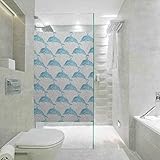 Dekorative Fensteraufkleber, Meerestiere, Wasser-Delfin-Figuren mit Blattornamenten, abstrakt, einfach zu installieren und wiederzuverwenden, Glasfolie, 45 x 199,9