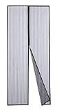 DOOREASY Magnetische, freihändige, einziehbare Fliegengittertür, Mikro-Netz, große Magnete, Klettverschluss, komplett genäht, passend für Türöffnungen bis zu 147,3 x 200,7 cm, schw