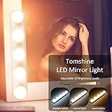 LED Spiegelleuchte mit USB, Tomshine 3 Farbmodus Schminklicht für Spiegel 10 Level Dimmbar und IP43 Wasserdichtes, Hollywood Make Up Licht 8W